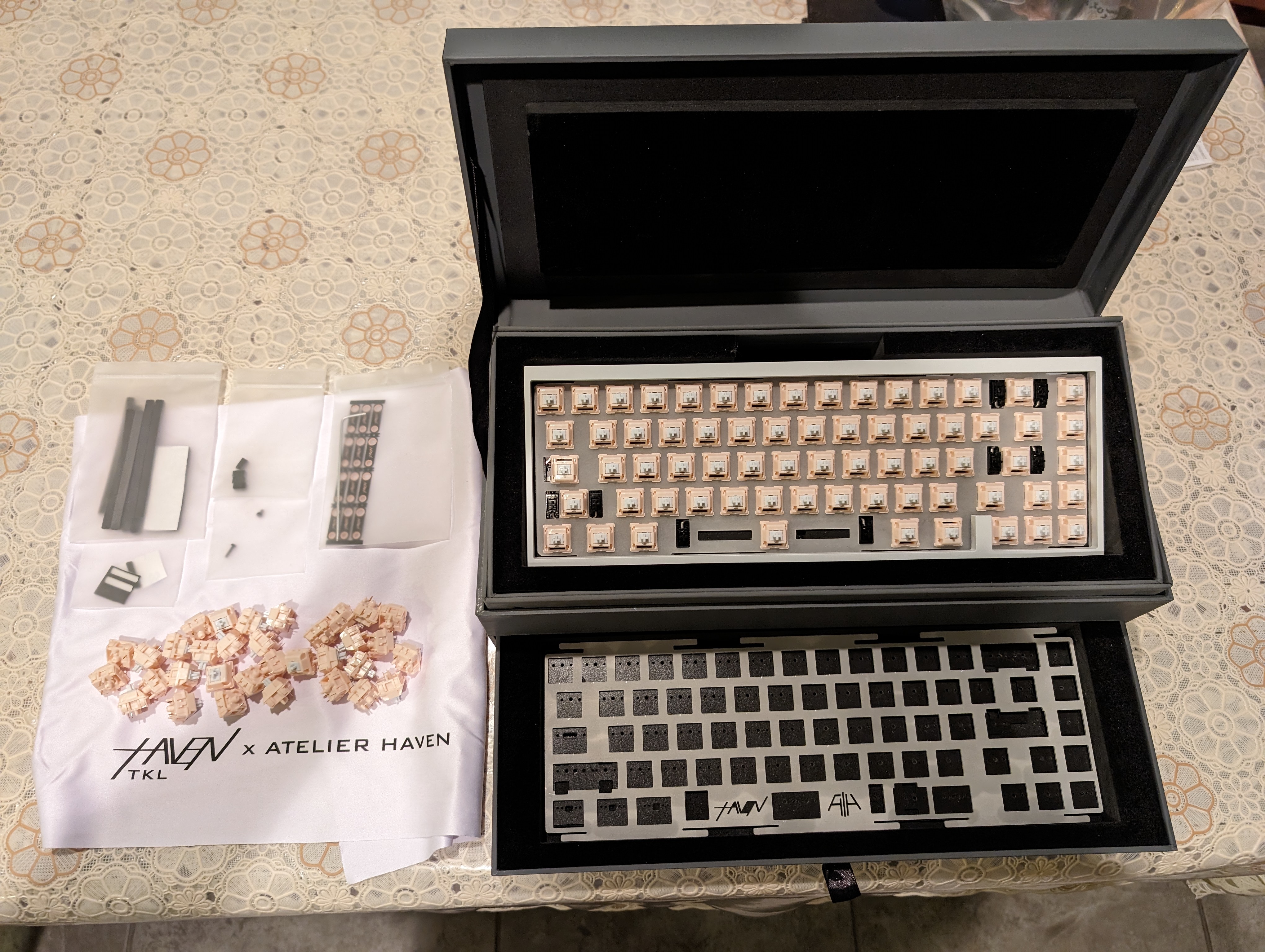 Haven65 (E-White + Silver PVD SS Weight) + Flower Shadow Switches (x100) + Lubed TX AP Stabs Value Bundle!