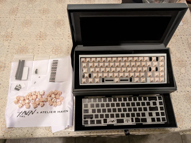 Haven65 (E-White + Silver PVD SS Weight) + Flower Shadow Switches (x100) + Lubed TX AP Stabs Value Bundle!