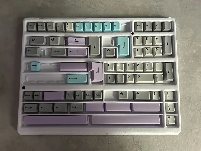 GMK Muted 2 + Cyan & Purple Accents