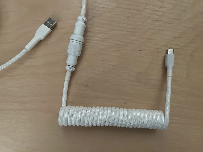 White Coiled Aviator Cable