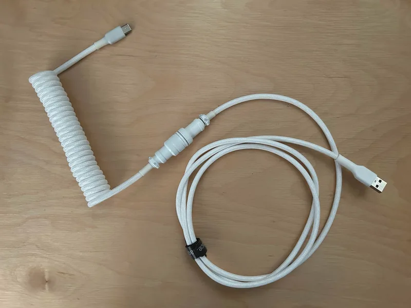 White Coiled Aviator Cable